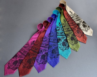 Skull and Crown Printed Silk Tie