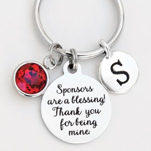 Catholic Confirmation Sponsor Gift, Personalized Keychain, Letter/Optional Birthstone, Sponsors are a blessing Key Chain Gift for Women/Men