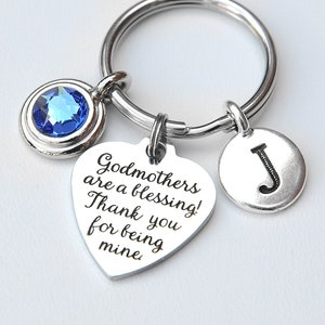 Presente para madrinha - Chaveiro personalizado - Carta personalizada e pedra de nascimento de cristal - Madrinhas são uma bênção Chaveiro Presente