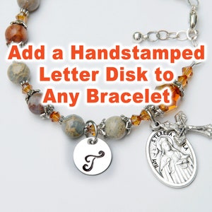 Add a Handstamped Letter Disk to Any Bracelet in My Shop