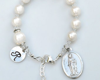 Confirmation Gift for Girls - Choose Your Saint - Personalized Crystal Rosary Bracelet - Catholic Sponsor Gift, RCIA
