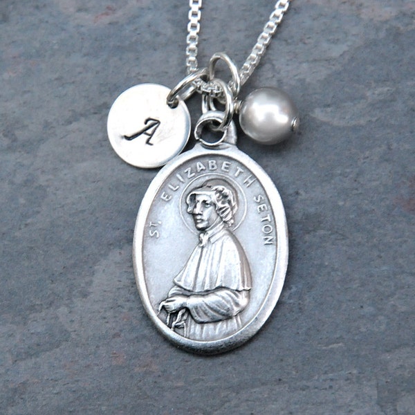 Saint St Elizabeth Seton - Gepersonaliseerd - Crystal Birthstone of Pearl - Beschermheer van het verlies van ouders of kinderen, katholieke school