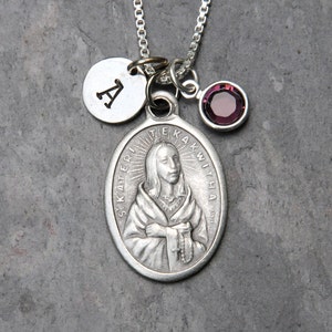 Saint St Kateri Tekakwitha Necklace -Personalized, Crystal Birthstone Pearl -Patron Saint of Ecology, Environment, Native American