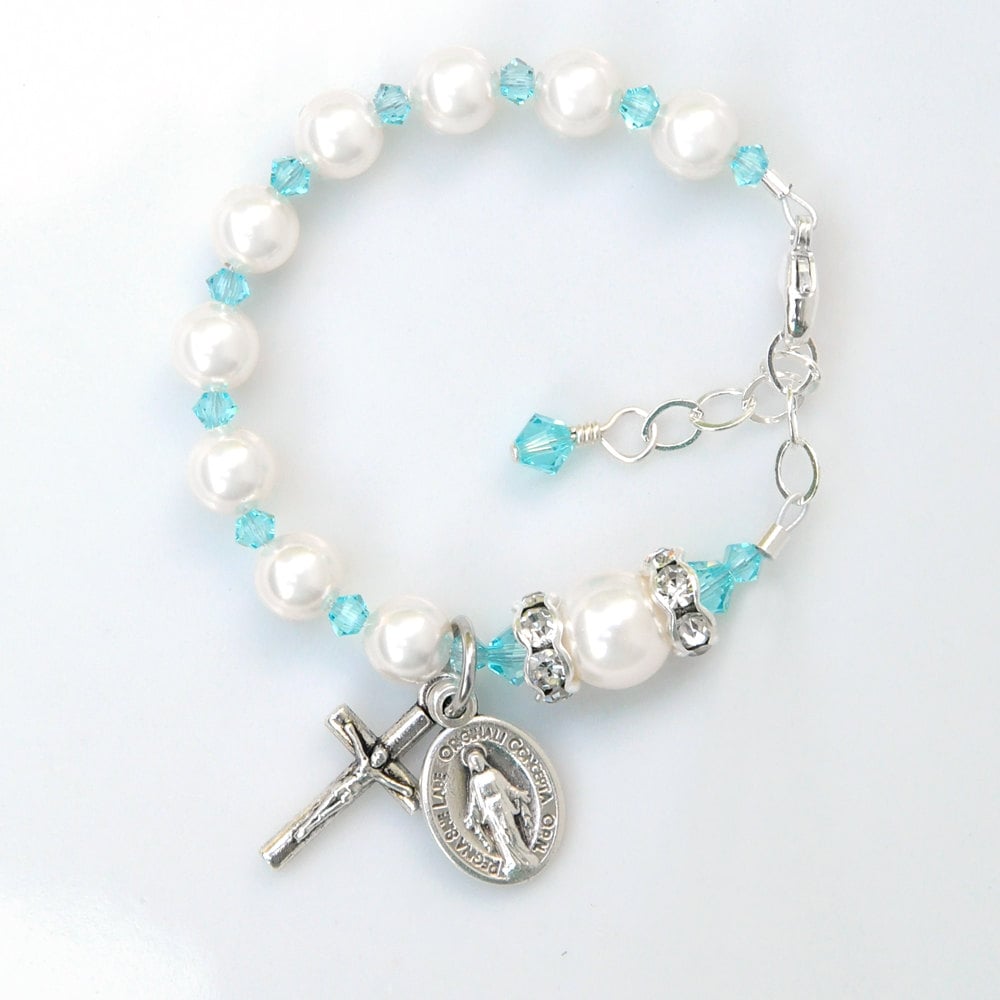 Baby rosary bracelet baptism best sale
