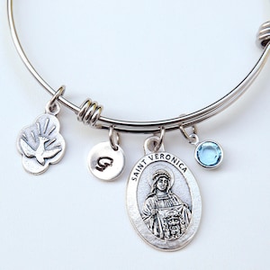 Confirmation Gift for Girls Teens or Women Choose Your Catholic Saint Personalized Expandable Stainless Steel Adjustable Bangle Bracelet image 3