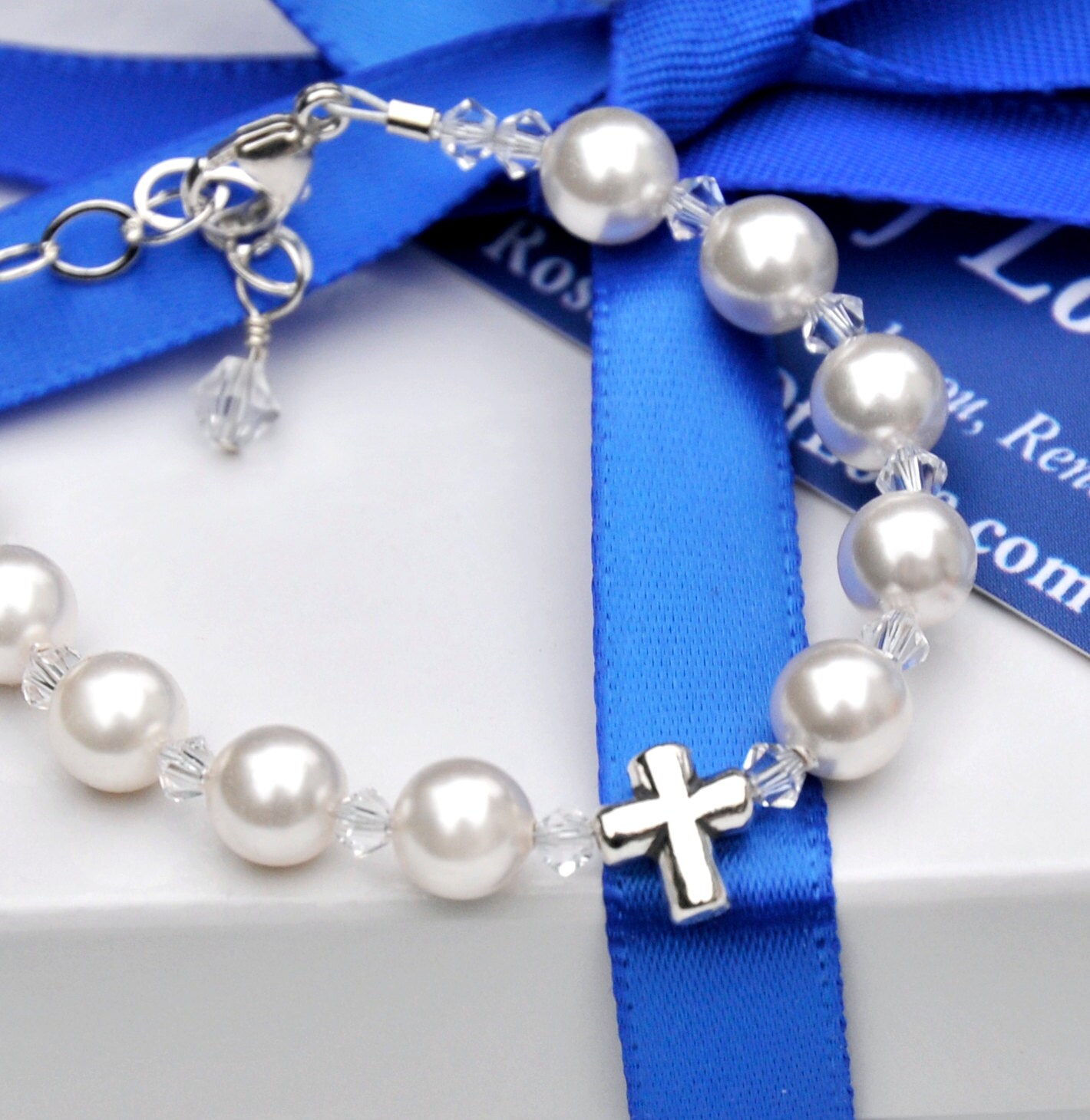 Baptism Bracelet Girl or Boy Sterling Silver Cross Rosary Etsy