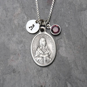 Saint St Kateri Tekakwitha Necklace -Personalized, Crystal Birthstone Pearl -Patron Saint of Ecology, Environment, Native American