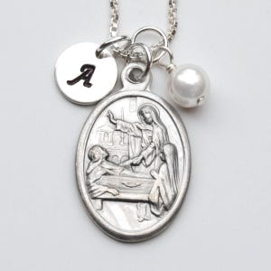 Saint Colette of Corbie Necklace -Sterling Silver Chain - Personalized Initial -Birthstone/Pearl - Patron of Expectant Mothers/Sick Children