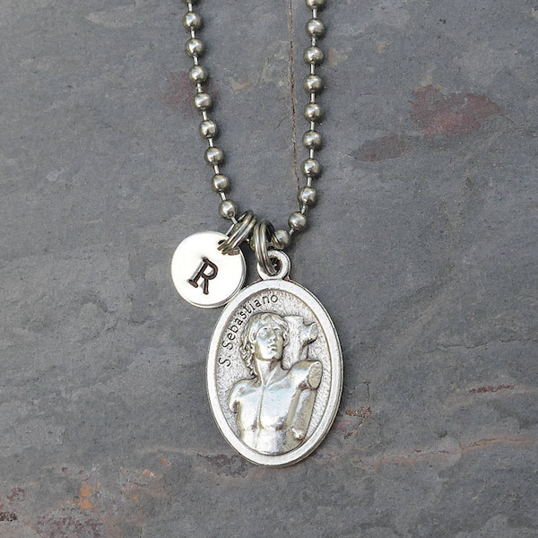 Saint St Sebastian Necklace for Men or Women -Stainless Steel Ball Chain - Personalized Confirmation Gift -Patron Saint of Athletes, Archers