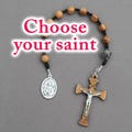 Olive Wood Holy Land Beads, Confirmation Gift for Boys or Men, Personalized Catholic One Decade Rosary Pocket Chaplet, Choose Your Saint