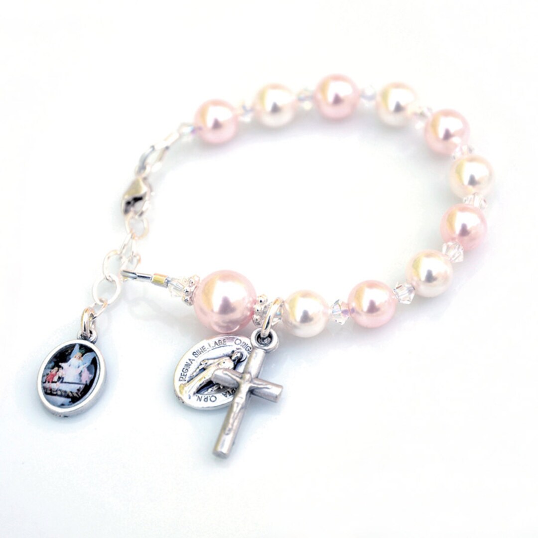 Baby Girl Bracelet Baby Girl Baptism Gift Personalized Rosary Bracelet ...