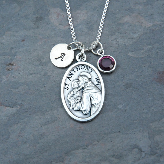 Silver St Anthony Pendant or Necklace Personalised Saint 