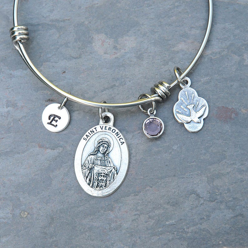 Confirmation Gift for Girls Teens or Women Choose Your Catholic Saint Personalized Expandable Stainless Steel Adjustable Bangle Bracelet image 5