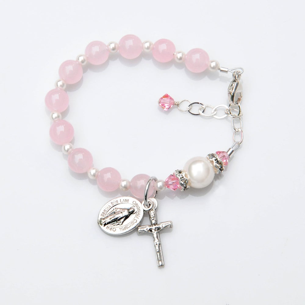 Pink rosary bracelet discount