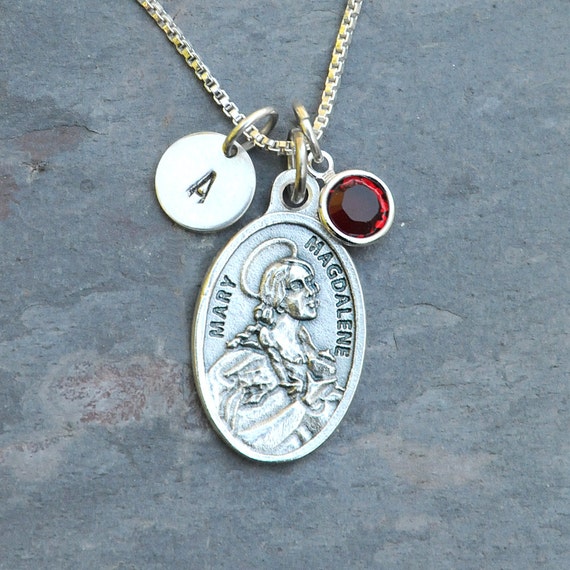 Saint St Mary Magdalene Necklace Personalized Crystal Birthstone