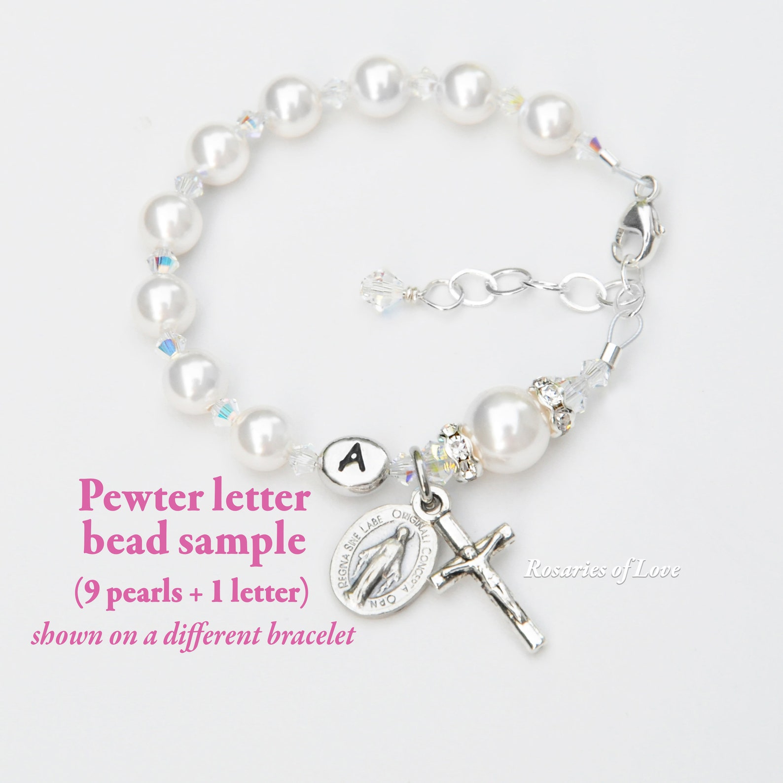 Baby Girl Baptism Rosary Bracelet Light Pink Pearl and Blush Etsy