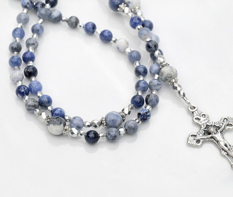 Baptism Gift for a Baby Boy Sodalite Blue Gemstone Rosary Etsy
