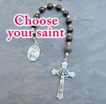 Confirmation Gift for Boys or Men, Personalized Catholic One Decade Rosary Pocket Chaplet, Deep RedBrown Garnet Gemstones, Choose Your Saint