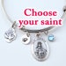 Confirmation Gift for Girls Teens or Women - Choose Your Catholic Saint - Personalized Expandable Stainless Steel Adjustable Bangle Bracelet 