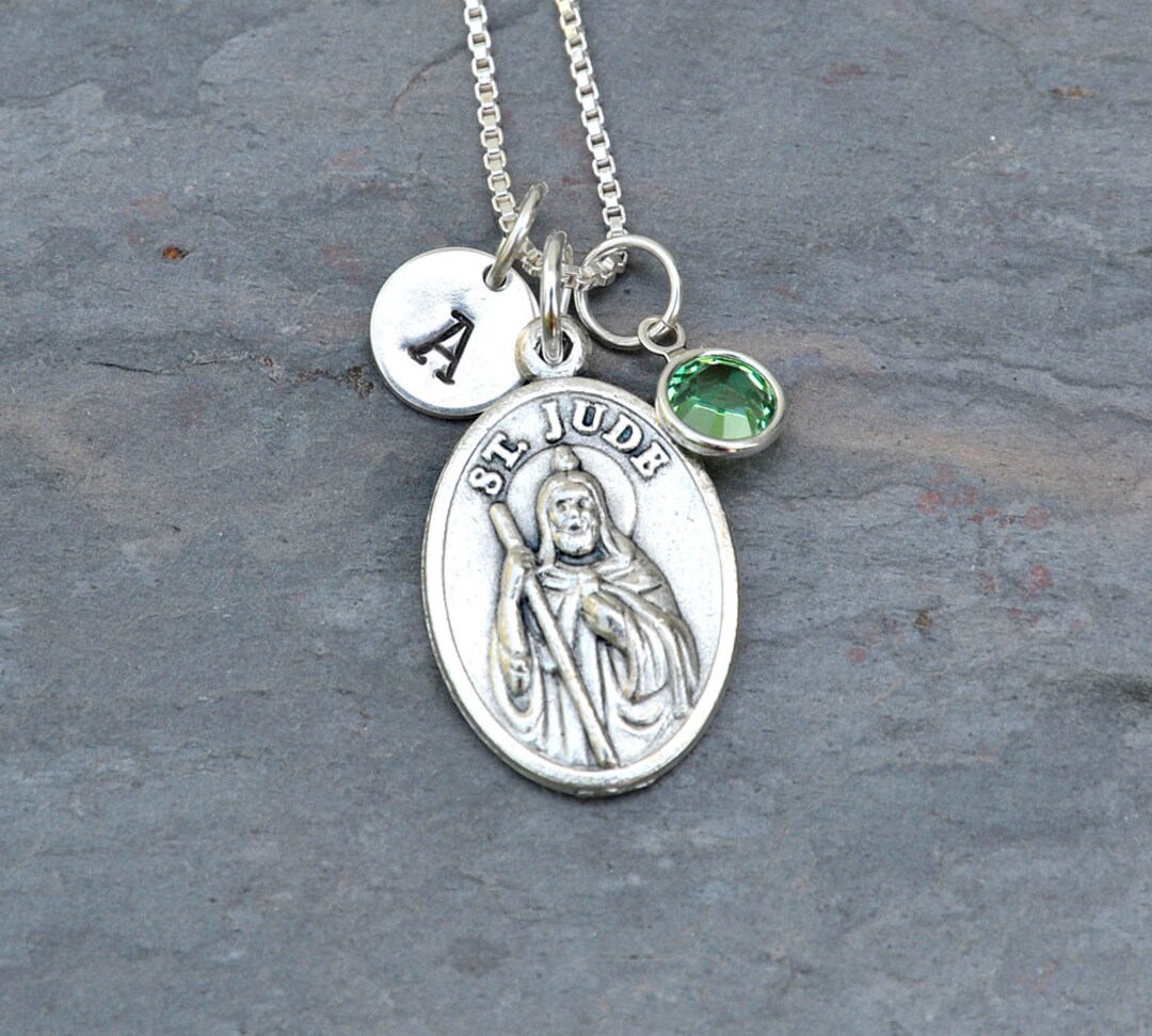 Saint St Jude Necklace Personalized Custom Initial Hand Stamped Choice ...