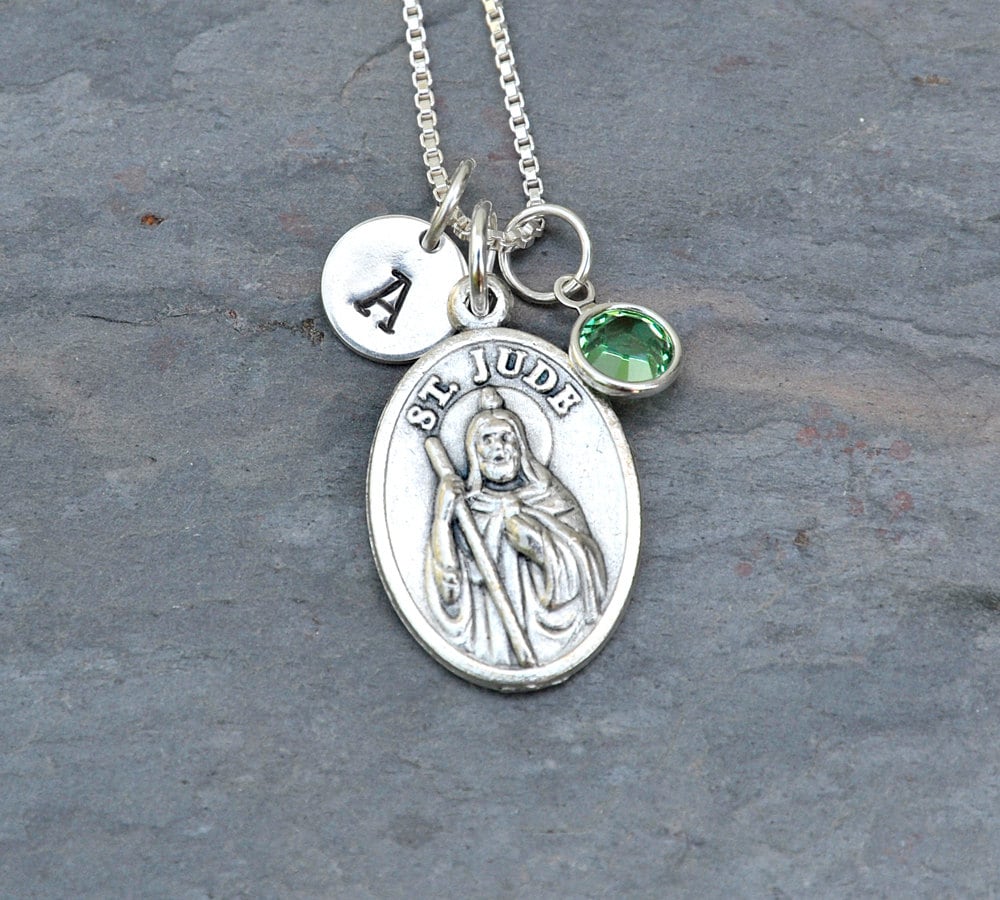 Saint St Jude Necklace Personalized Custom Initial Hand - Etsy