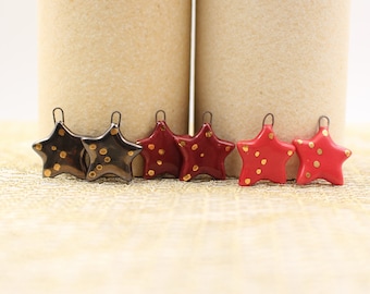 6 Ceramic Stars for Jewelry Making Decoration and Scrapbooking