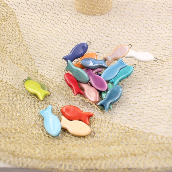 20 poissons en céramique 20 couleurs pour créations de bijoux et accessoires