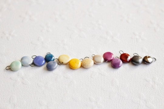 CHOOSE your COLOR and SIZE - Set of 10 Ceramic Sequins Charms - Handm…
