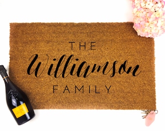 Custom Last Name Doormat - Door Mat - Custom Doormat - Personalized Doormat- Custom Mat - Wedding Gift - Housewarming gift - last name mat