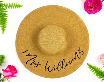 Custom Mrs Hat - Sequin Sun Hat - Bride Hat - Beach hat - Custom floppy hat - Bride to be hat - Beach Bride - Just Married Hat - Honeymoon