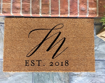 Initial Doormat - Established Door Mat - Custom Doormat - Personalized Doormat- Custom Mat - Wedding Gift - Housewarming gift -  last name