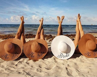 Sun Hat Group Package - Custom Floppy Hat Pack - Sequin Sun Hat - Beach Bride - Statement Hat -Floppy beach hat -Bachelorette party hat pack