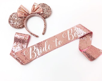 Disney Bachelorette sash - Disney Bride - Sequin Bachelorette Sash - Bride to Be Sash - Bride Sash - Bachelorette Party Sash- rose gold sash