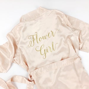 Flower girl robe - Junior Bridesmaid robe - Bridesmaids Robe - Bride Robe - Wedding Day Robe - little girl Robe - Bride Satin - Blush Robe