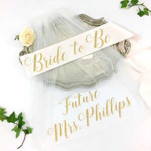 Bachelorette Veil and Sash sash and veil Future Mrs Veil Personalized Veil Bride to Be Sash Bachelorette Veil Bridal Shower Veil Sash image 2