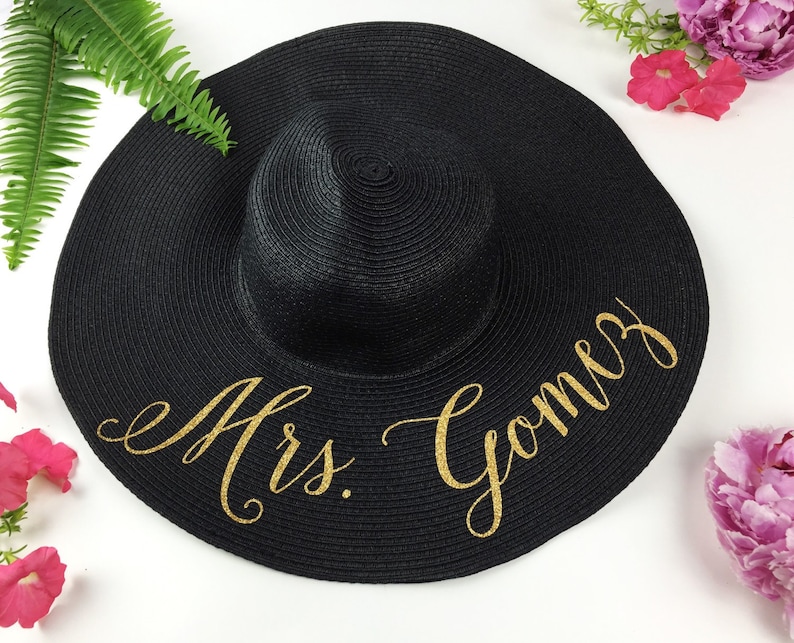 Custom Mrs Hat Sequin Sun Hat Bride Hat Beach hat Custom floppy hat Bride to be hat Beach Bride Just Married Hat Honeymoon image 2