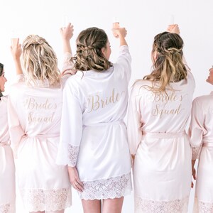 Lace Bride Robe Wedding Day Robe Lace Bridal Robe Bride Satin Bridal Lingerie Shower Gift Bridesmaid Robe Blush Robe Lace robe image 5