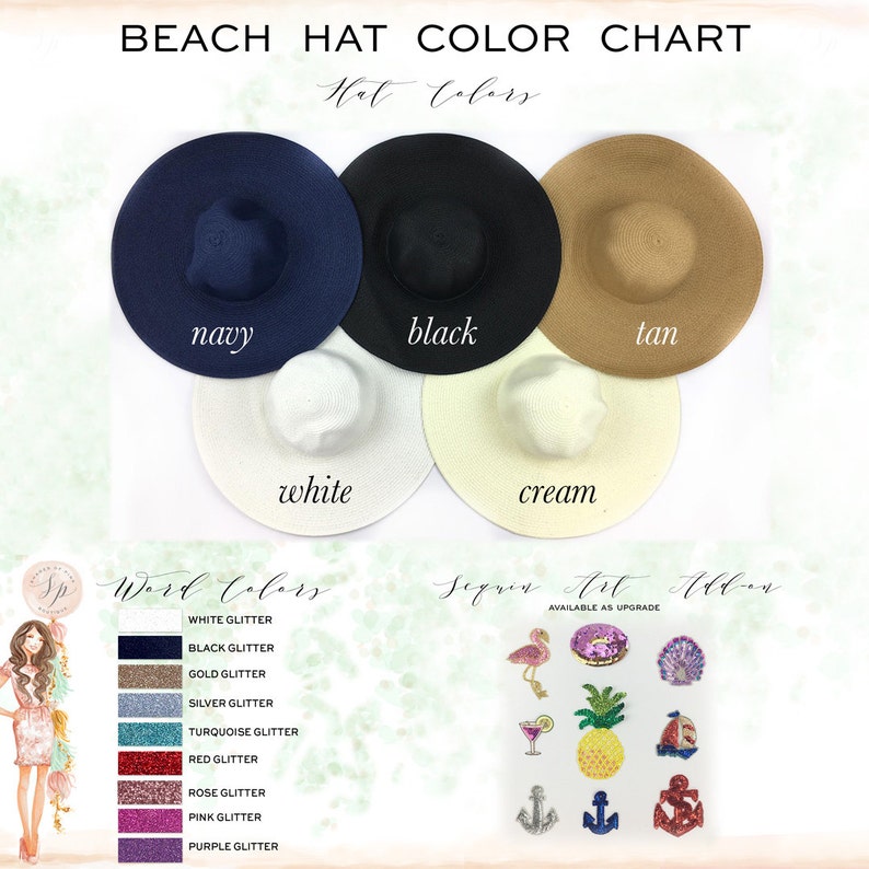 Sun Hat Group Package Custom Floppy Hat Pack Sequin Sun Hat Beach Bride Statement Hat Floppy beach hat Bachelorette party hat pack image 2