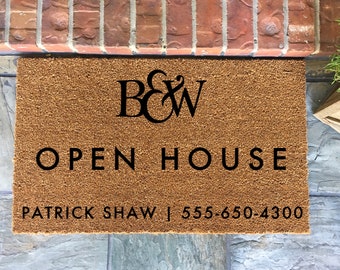 Open House - Real Estate Mat - Open House Doormat - Custom logo doormat- personalized doormat- Realtor Gift- new home gift - Christmas gift
