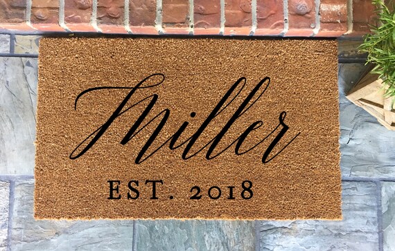 Initial Doormat Established Door Mat Custom Doormat Etsy