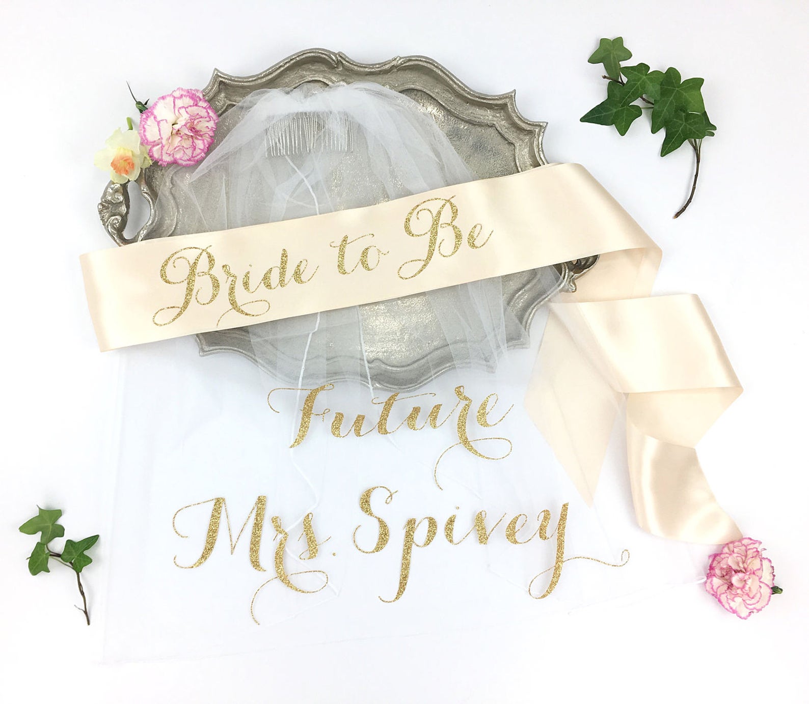 Bachelorette Veil and Sash Sash and Veil Future Mrs Veil Etsy