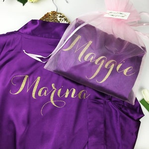 Bridal Robe Group Package Custom Robes Wedding Day Robe Glitter Bridal Robe Bride Satin Set of Wedding Robes Bridesmaid Robes image 8