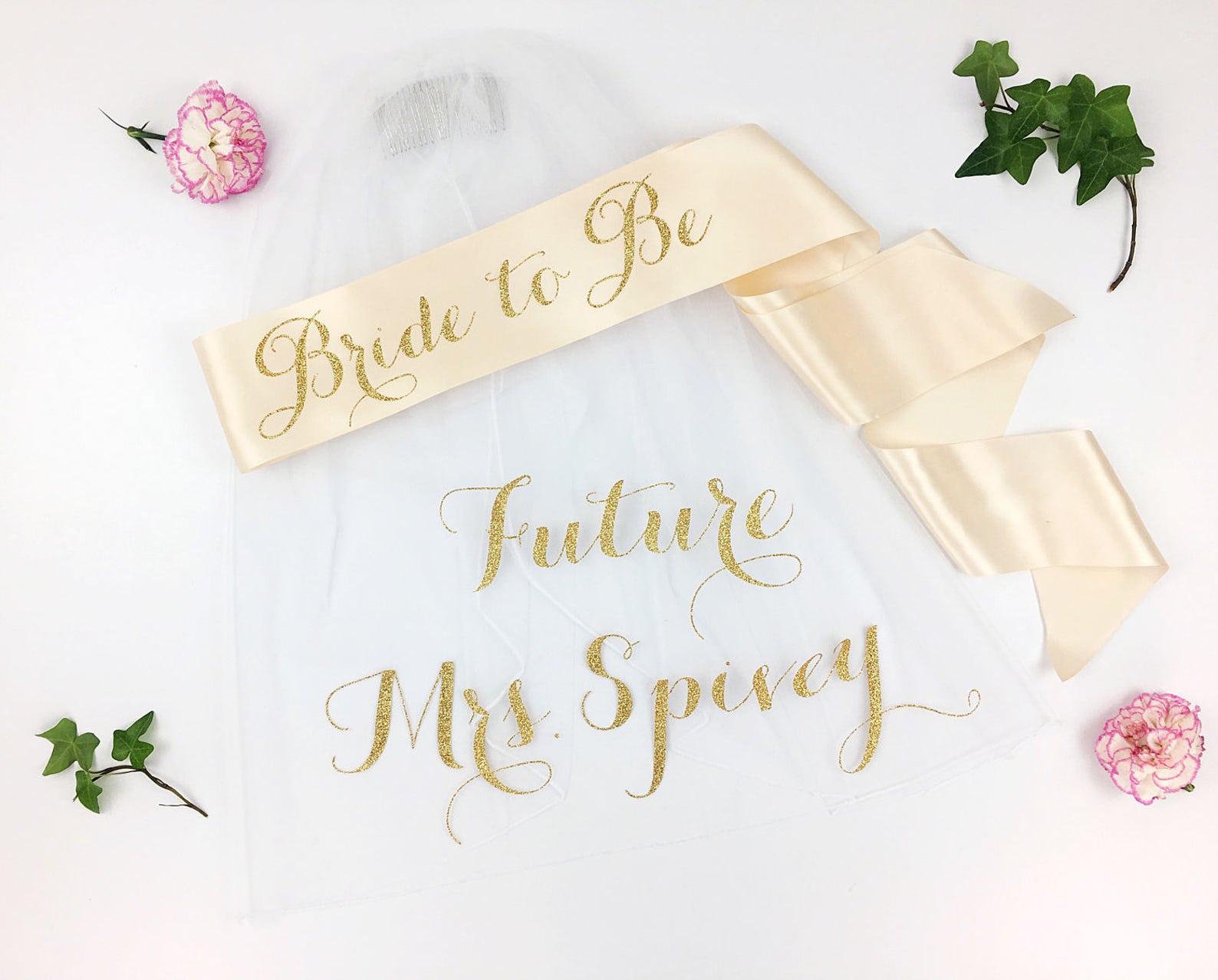 Bachelorette Veil and Sash Sash and Veil Future Mrs Veil Etsy