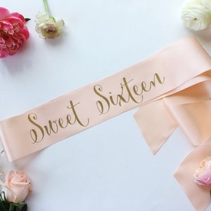 Sweet 16 Sash. 16th Birthday Sash. Custom Birthday Sash. Sweet Sixteen Sash. 16 Birthday Sash. Sweet 16. Sweet Sixteen. image 1