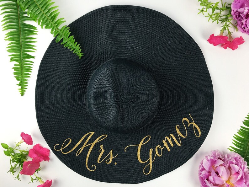 Custom Mrs Hat Sequin Sun Hat Bride Hat Beach hat Custom floppy hat Bride to be hat Beach Bride Just Married Hat Honeymoon image 6