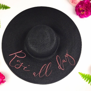 Rosé all day Floppy Sun Hat - Sequin Sun Hat - rose all day - Wifey hat - Custom hat - Bride hat - Beach Bride - Just Married Hat -Honeymoon