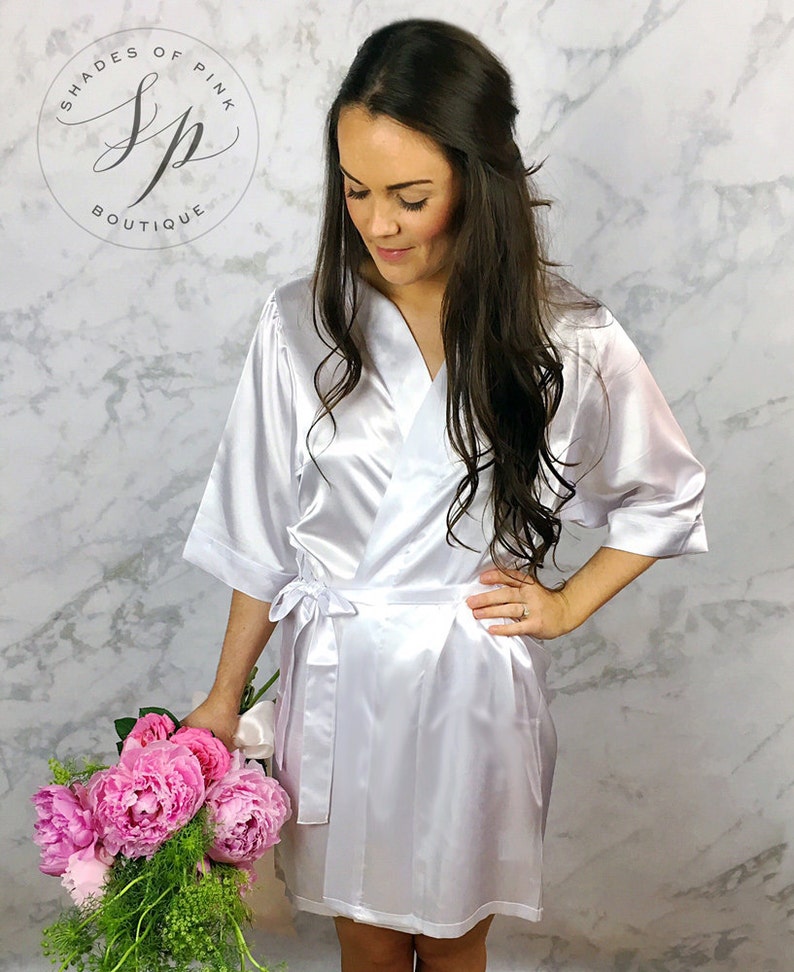 Bride Robe Wedding Day Robe Glitter Bridal Robe Bride Satin Bridal Lingerie Shower Gift Bridesmaid Robe Blush Robe rose gold image 2