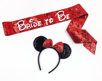 Disney Bachelorette sash - Disney ears - Disney Bride - Sequin Bachelorette Sash - Bride to Be Sash - Bride Sash - Bachelorette Party Sash