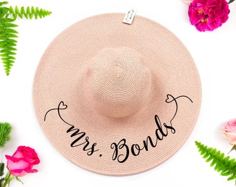 Sun Hat for Bride,Floppy Hat,Sun Hat,Gift for Bride,Gift for Her,Personalized Bride Gift,Bridal Gift,Bridal Shower Gift,Mrs,custom bride hat