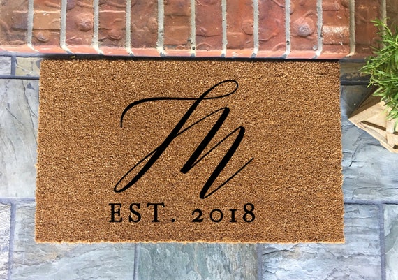 Initial Doormat Established Door Mat Custom Doormat Personalized Doormat Custom Mat Wedding Gift Housewarming Gift Last Name